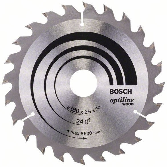 Bosch Blauw Optiline Wood Cirkelzaagblad 180x2.6/1.6x20mm 24T