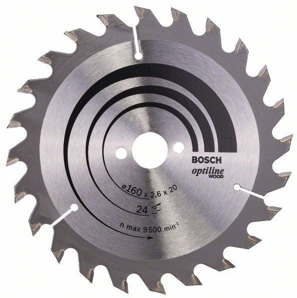 Bosch Blauw Optiline Wood Cirkelzaagblad 160x2.6/1.6x20mm 24T