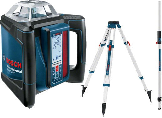 Bosch Blue GRL 500 HV Rotating Laser with Laser Receiver with BT 170 HD Construction Tripod & GR 240 Ruler + LR 50 in Case
