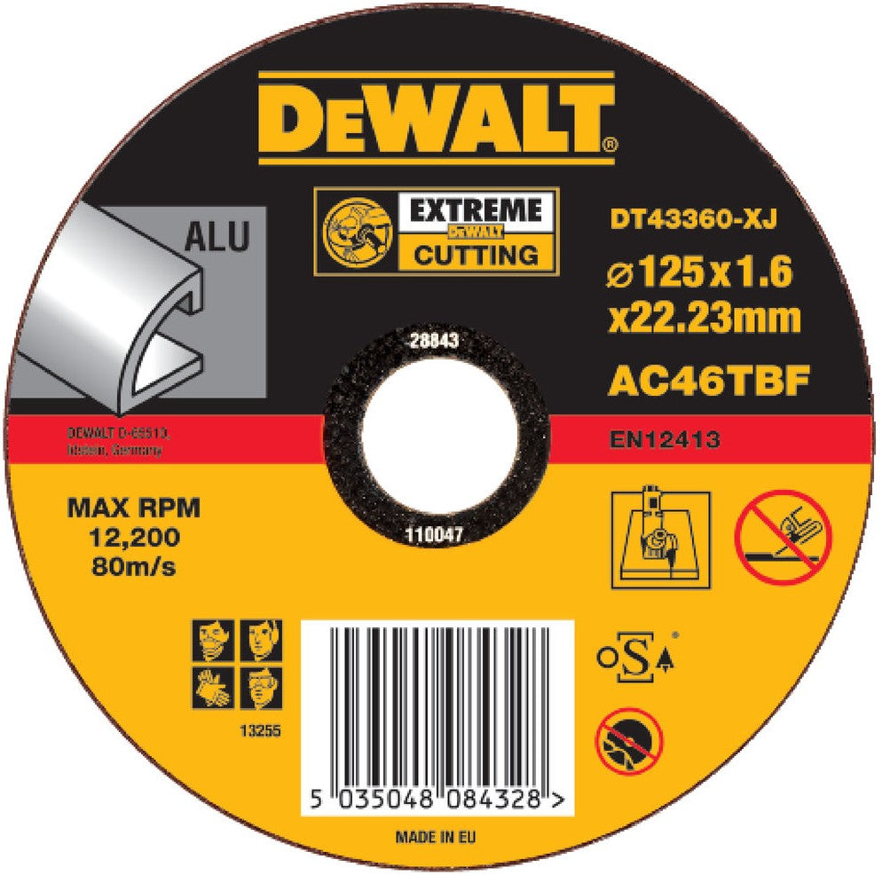 DT43360 Cutting discs EXTREME® straight, Aluminum 125 millimeter DEW-DT43360-XJ