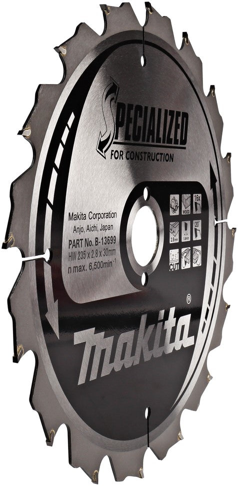 Makita B-13699 Cirkelzaagblad Bouw 235x2.8x30mm 16T