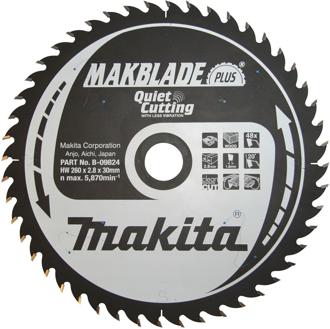 Makita B-09824 Circular Saw Blade Wood 260x2.8x30mm 48T