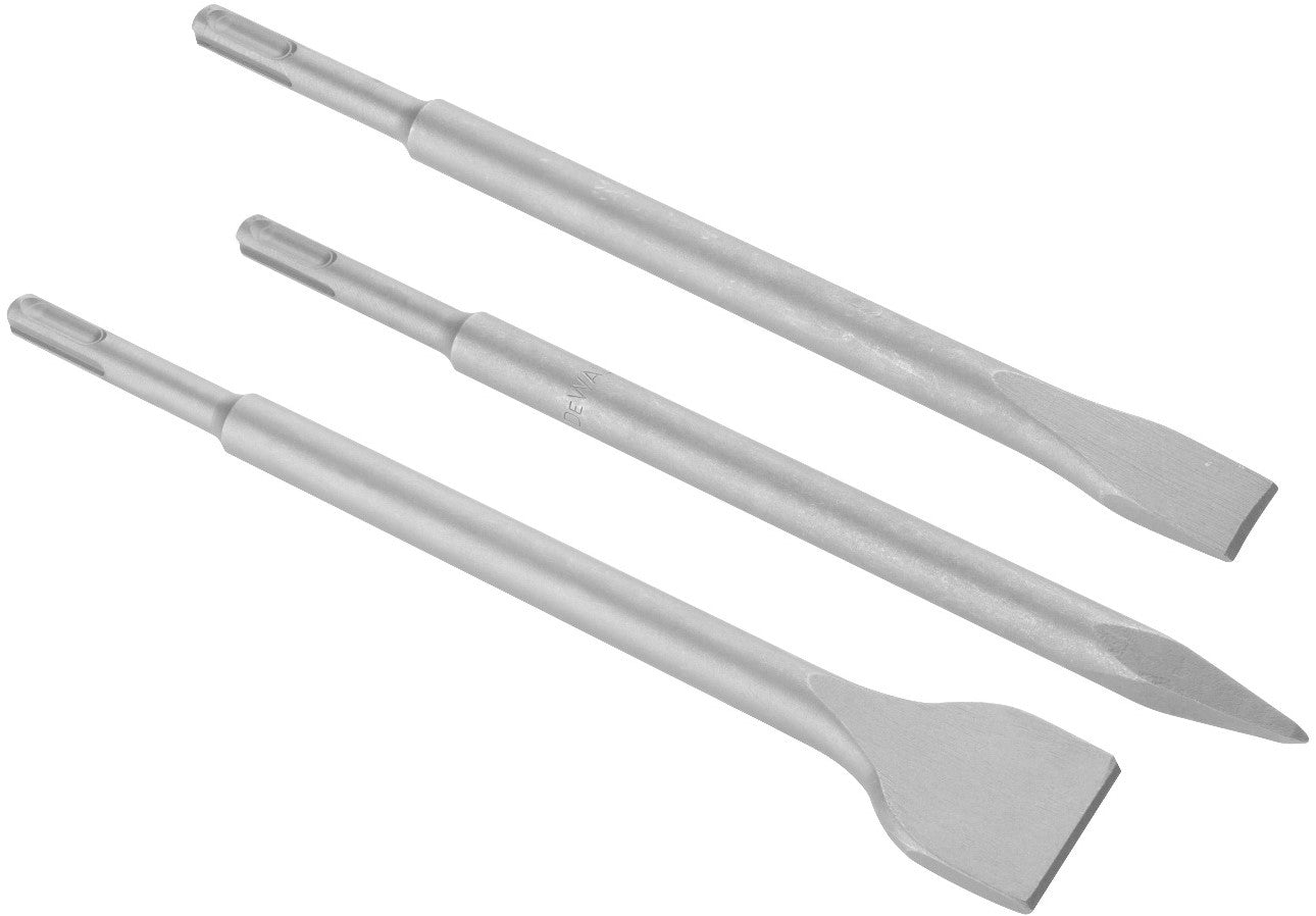 DT60330 3 Piece Chisel Set SDS Plus 250mm Pointed, Flat 20 & 40mm