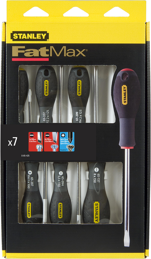 Stanley 0-65-425 7-teiliges FatMax-Schraubendreher-Set St/Par/Poz