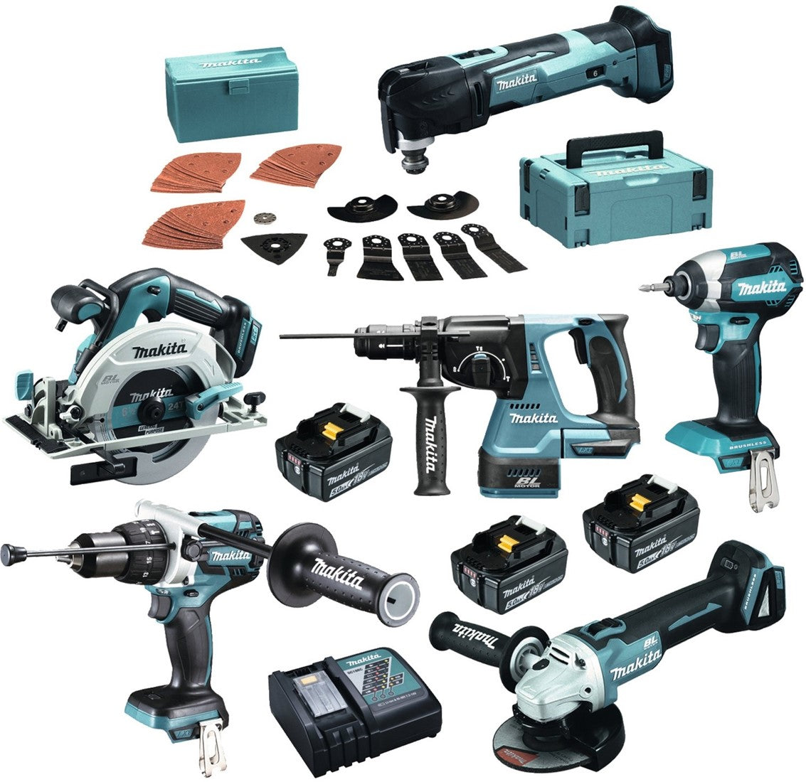 Makita DLX6078TJ1 Accu Combiset LXT 18V 5,0Ah Li-ion in Mbox
