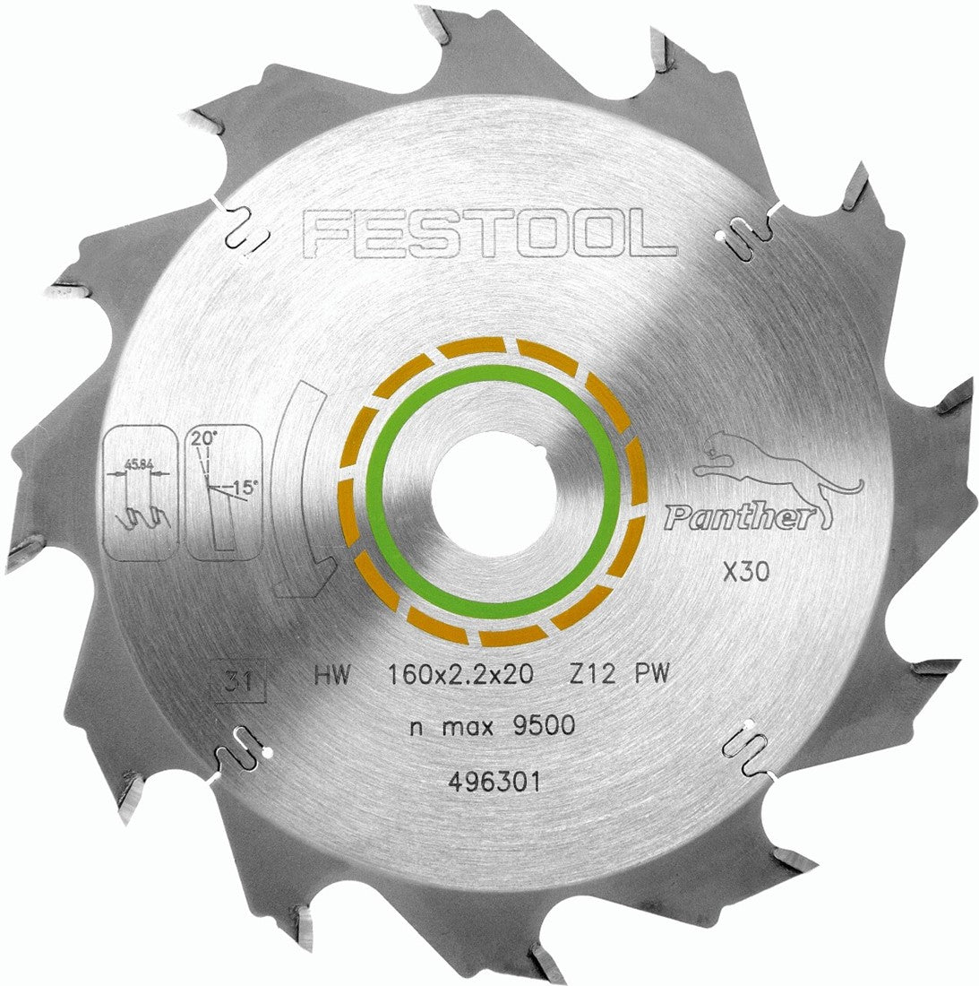 Festool Panther Circular Saw Blade 160x2.2x20 PW12 496301
