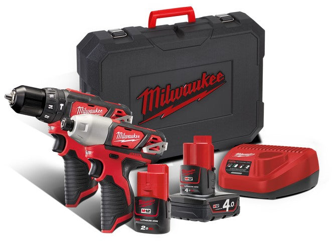Milwaukee M12 BPP2B-421C Powerpack 12V 2.0Ah & 4.0Ah Li-Ion M12™ in case - 4933443497