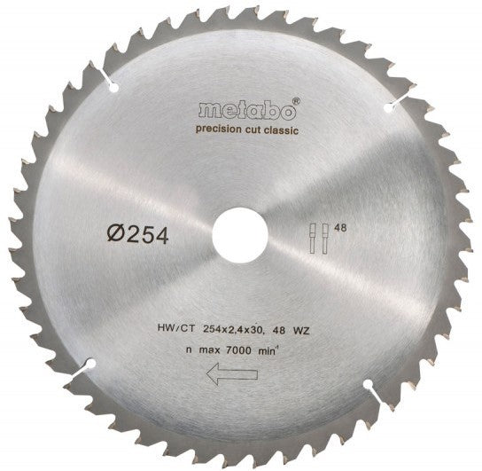 Metabo Cirkelzaagblad Precision Cut HW/CT 254x2.4x30mm 48T 628061