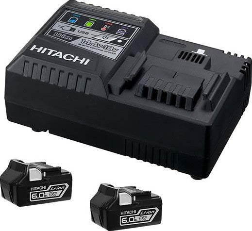 Hitachi Powerpack1860 BSL1860 Akkus 18 V 6,0 Ah Li-Ion 2 Stück + Ladegerät