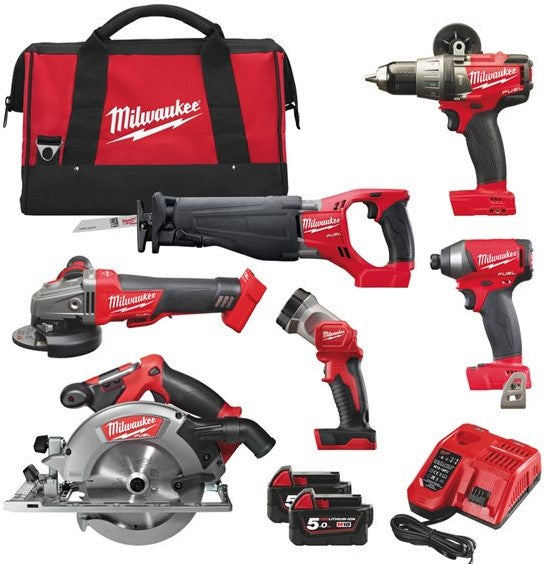 Milwaukee M18 FPP6A-502 6 Piece Combi Set 18V 5.0Ah Li-ion in Bag