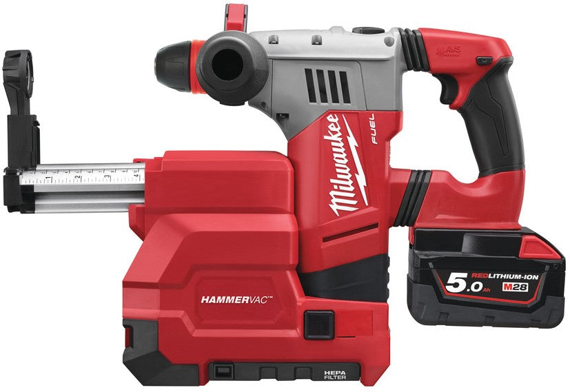 Milwaukee M28 CHPXDE-502C Accu Boorhamer SDS+ 28V 5.0Ah Li-Ion M28 FUEL™ + Stofafzuigunit M28 CHPX in koffer - 4933448015