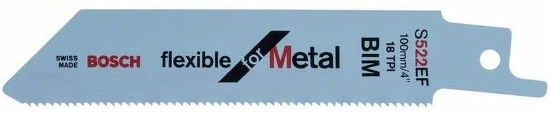 Bosch Blauw S522EF Reciprozaagblad Flexible voor Metaal 100x19x0,9mm VE=5