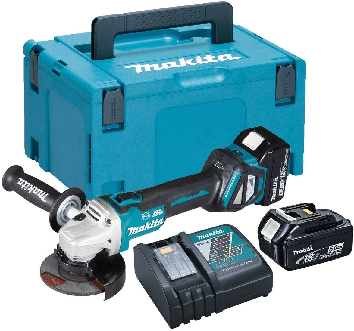 Makita DGA513RTJ Cordless Angle Grinder 18V 5.0Ah Li-ion in Mbox