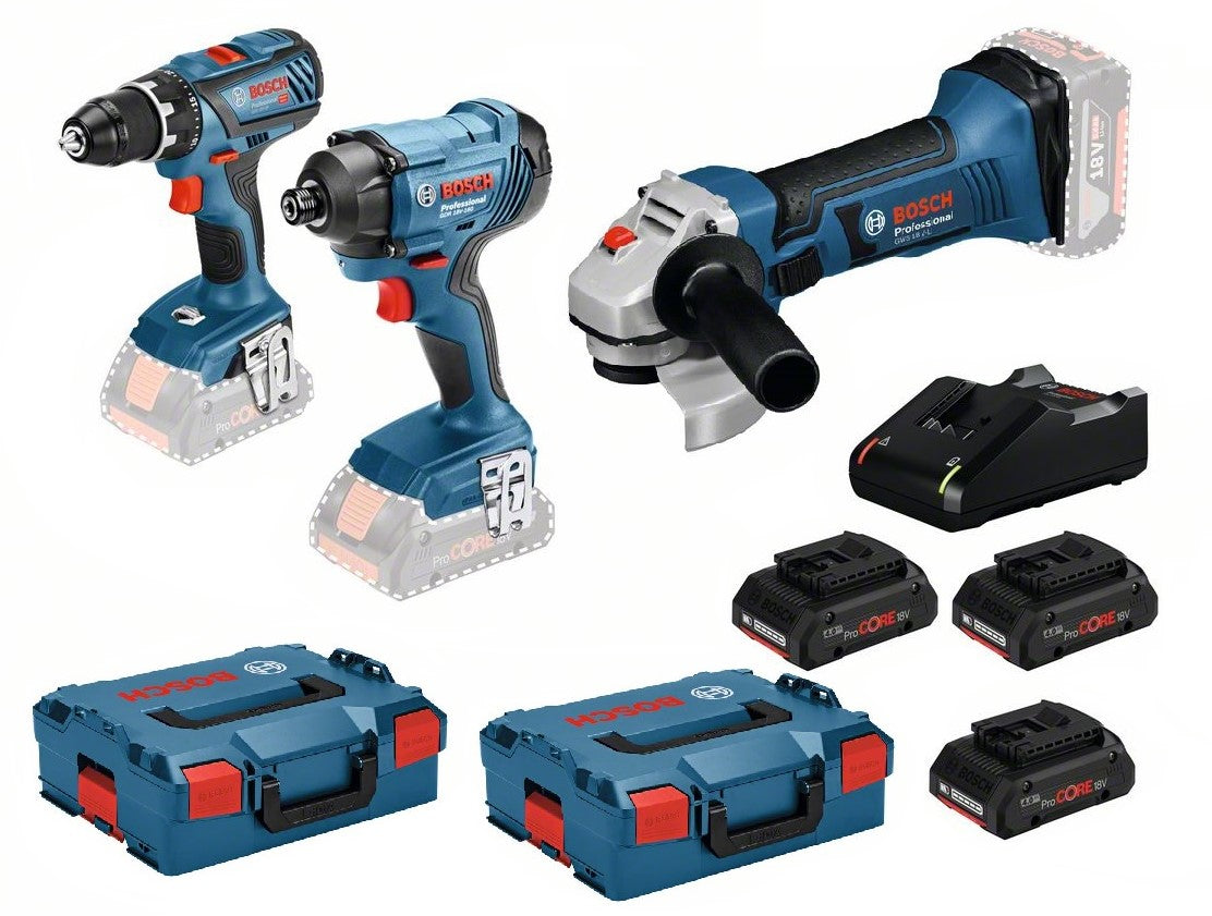 Bosch Blue Battery Combiset 3 Toolkit 18V 3x4.0Ah in L-Boxx - 0615990L56