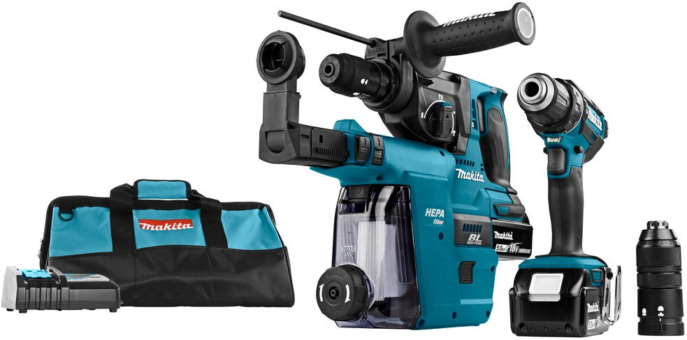 Makita DLX2168TW Combiset 18V 5.0Ah Li-ion with charger in bag