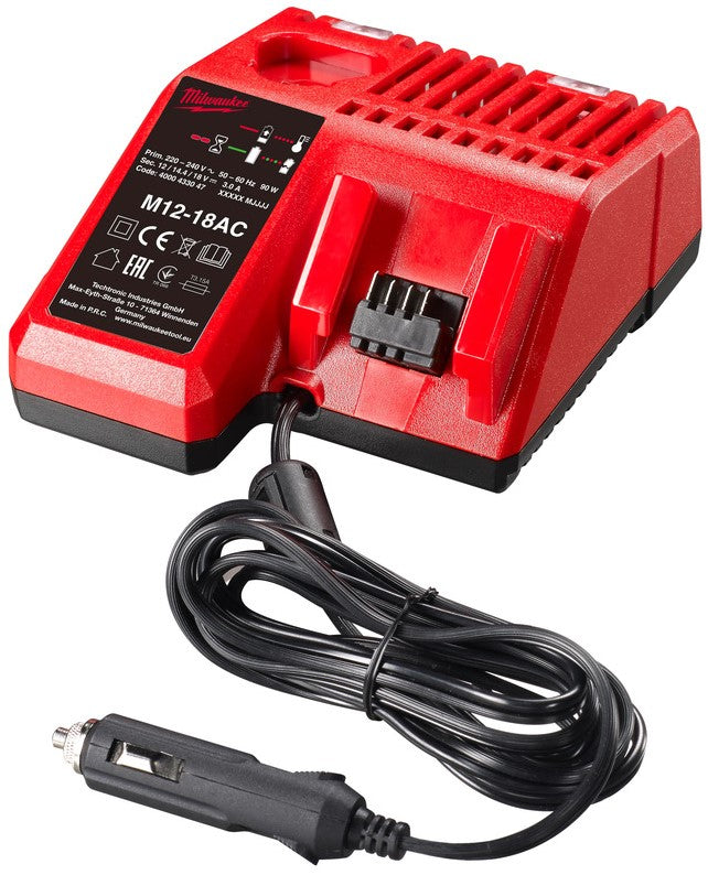 Milwaukee M12-18 AC Car Charger 12V, 14.4V & 18V M12™-M18™ - 4932459205