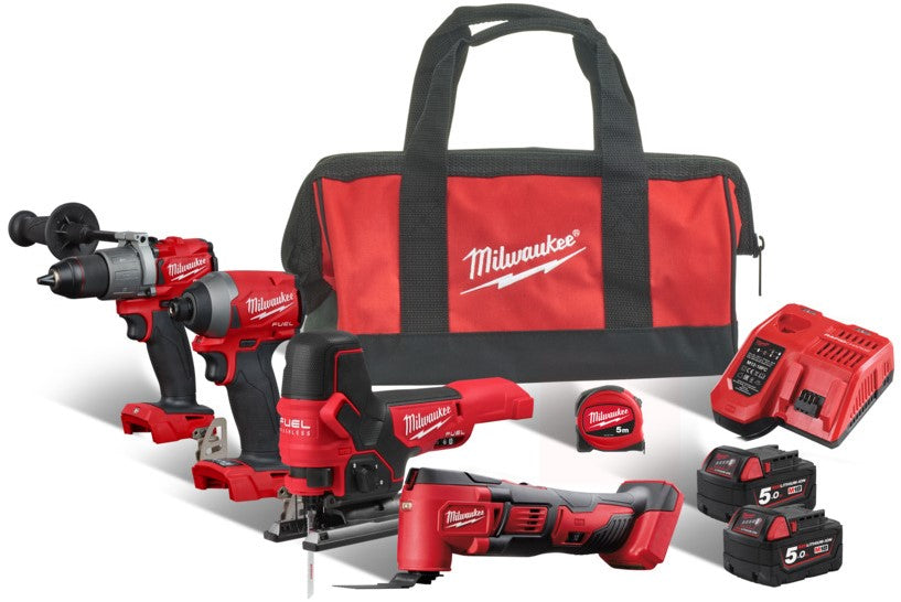 Milwaukee M18 FPP4F2-502B Battery Powerpack 4-piece 2x 18V 5.0Ah Li-Ion M18 FUEL™ in bag - 4933471208