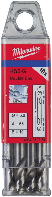 Milwaukee Metal drills HSS-Ground - Double-sided drilling 6.00 x 66-10 pieces - 4932352234