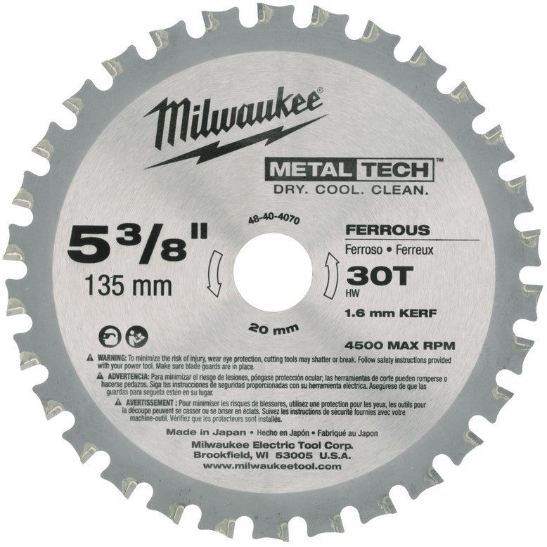 Milwaukee Cirkelzaagbladen voor metaal F 135 x 20 x 30 - 1 st - 48404070