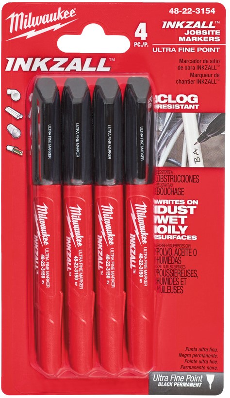 Milwaukee INKZALL™ markers Inkzall Fine Tip Markers - 4 stuks - 48223154