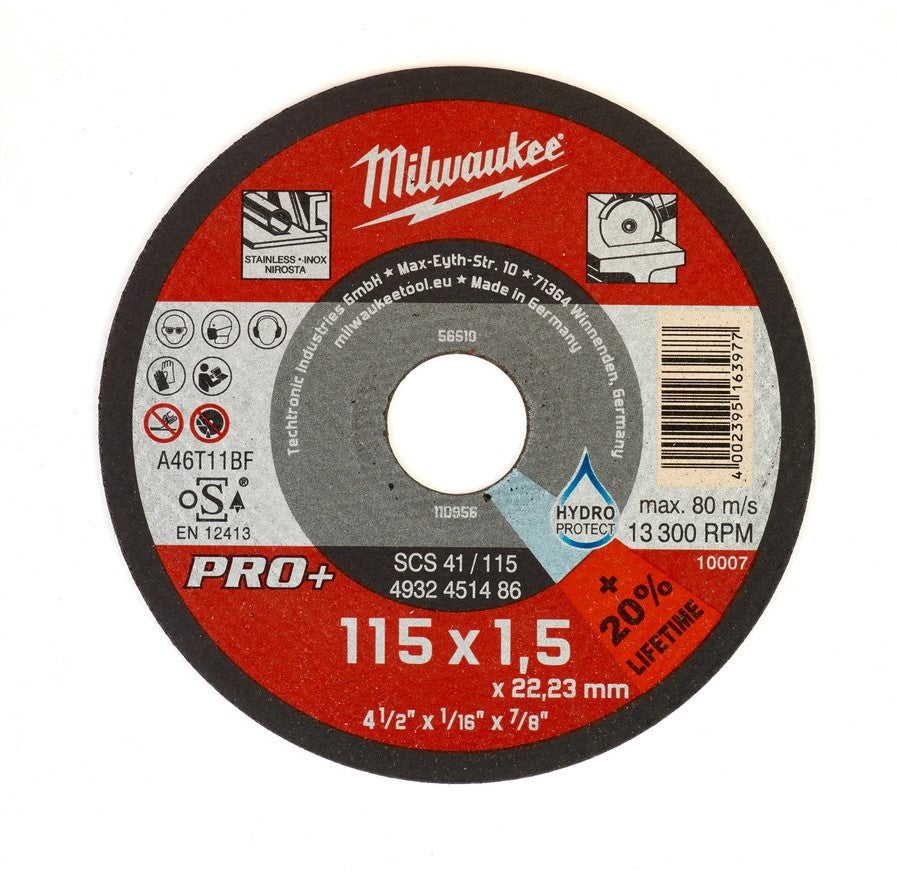 Milwaukee Dunne metaaldoorslijpschijven PRO+ SCS 41/115 x 1,5 x 22 mm - 4932451486