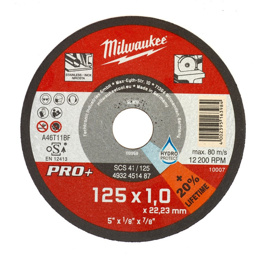Milwaukee Dunne metaaldoorslijpschijven PRO+ SCS 41/125 x 1 x 22 mm - 4932451487