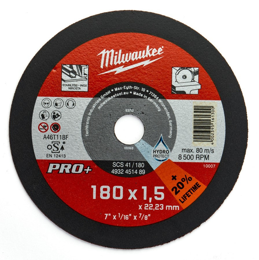 Milwaukee Dunne metaaldoorslijpschijven PRO+ SCS 41/180 x 1,5 x 22 mm - 4932451489