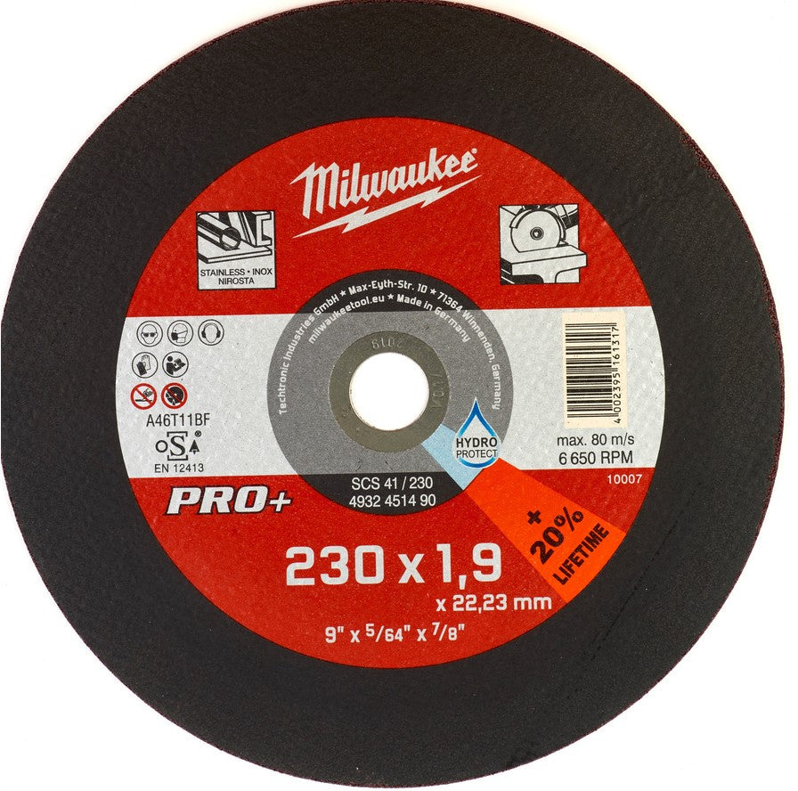 Milwaukee Dunne metaaldoorslijpschijven PRO+ SCS 41/230 x 1,9 x 22 mm - 4932451490