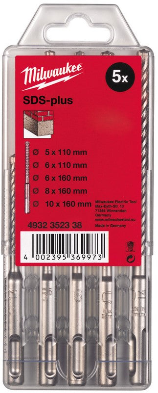 Milwaukee Set SDS-plus Hammerbohrer - Schneiden 2 Seiten / Kassetten SDS-Plus M2 Set - 5 Stück - 4932352338
