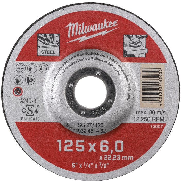 Milwaukee Metallschleifscheiben, Contractor-Serie SG 27/125 x 6 x 22 mm Contractor-Serie - 4932451482