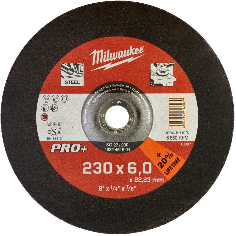 Milwaukee Metal grinding wheels PRO+ SG 27/230 x 6 x 22 mm - 10 pieces - 4932451504