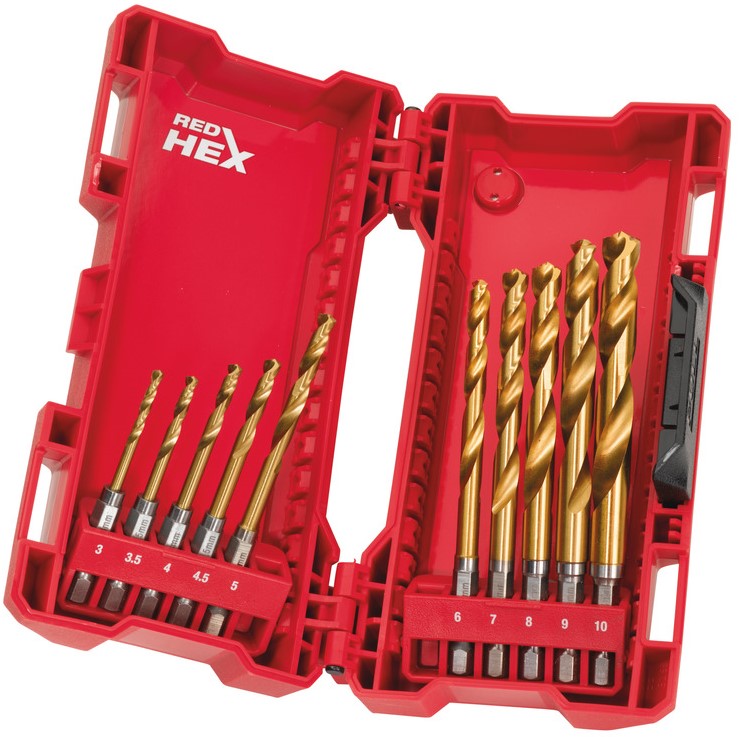 Milwaukee Metal Drill Bit Shockwave HSS-G Tin Red Hex Shockwave HSS-G TiN Red Hex - 10 pc Set - 48894759