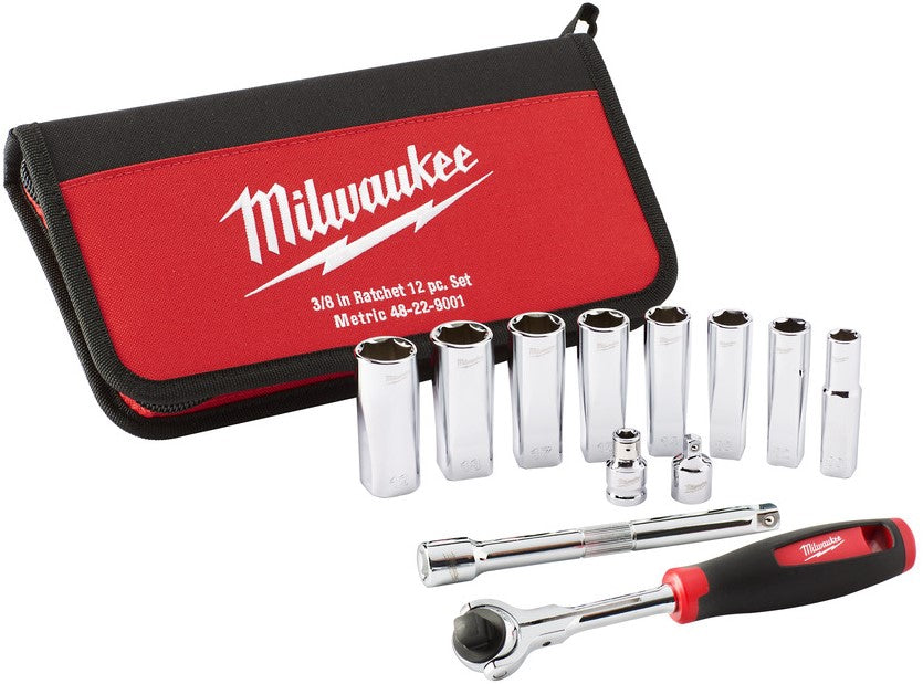 Milwaukee Tradesman ?? doppen set Tradesman 3/8"" Ratchet Set - 12 stuks - 48229001