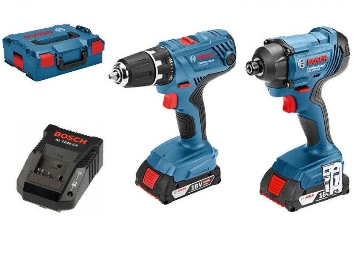Bosch Professional Combo Kit GDR 18V-160 + GSR 18V-21 Cordless Tool Kit 18V 2.0Ah Li-Ion In L-Boxx - 06019G5101