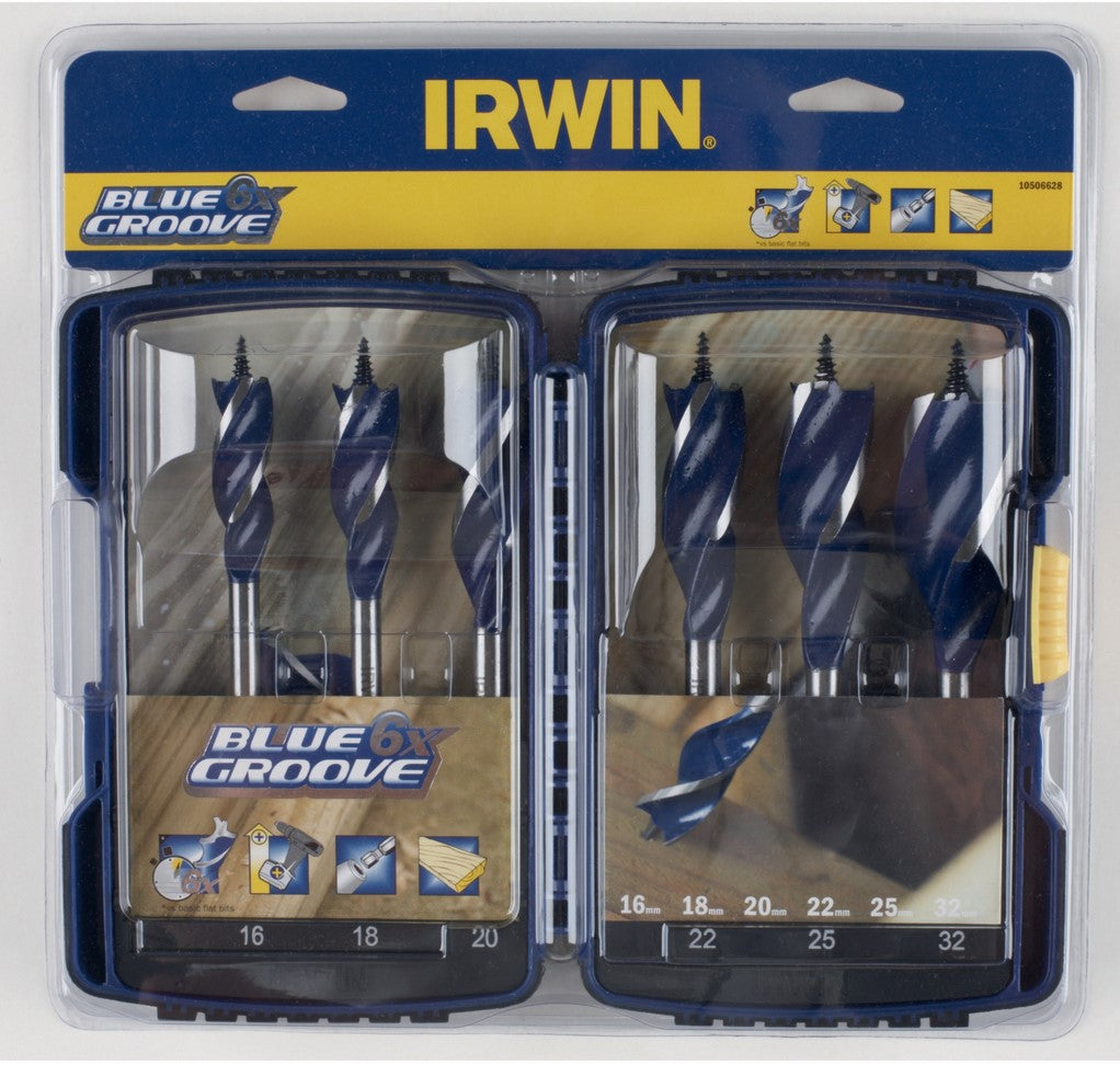 Irwin Blue Groove 6x, 6-delige set: 16/18/20/22/25/32 mm - 10506628