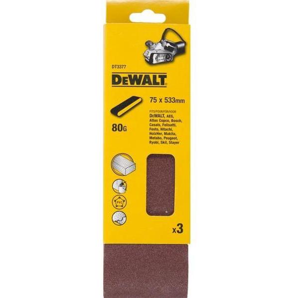 DT3377 P80 Sanding belt 75x533mm PU=3