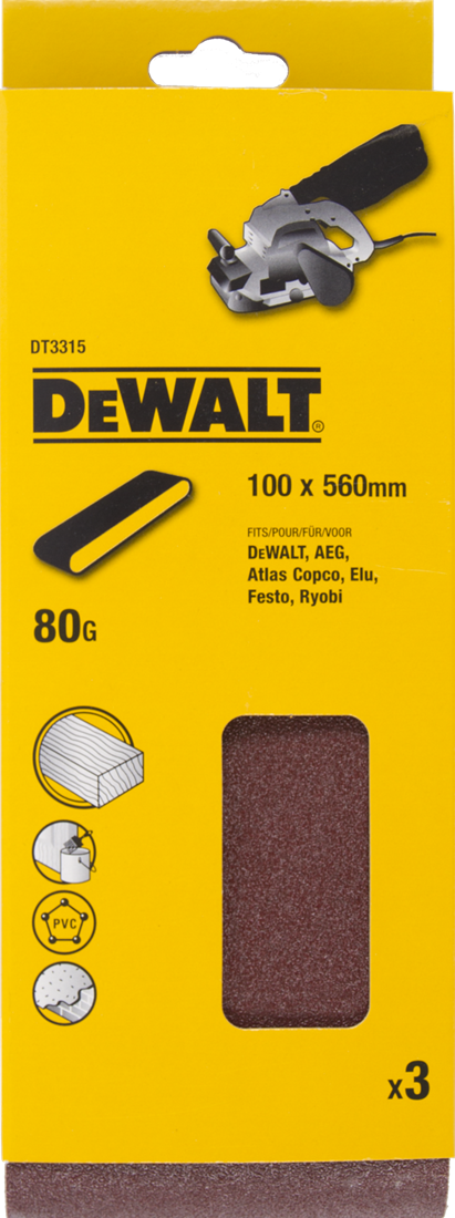 DT3315 P80 Sanding belt 100x560mm PU=3