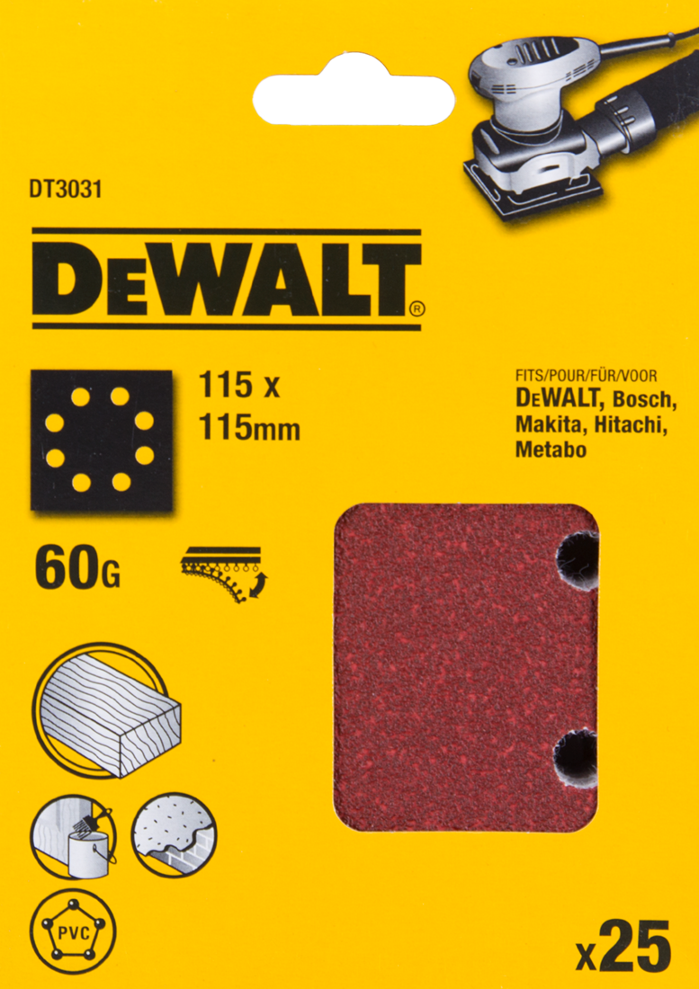 DT3031 P60 Schuurpapier 1/4 Velcro VE=25