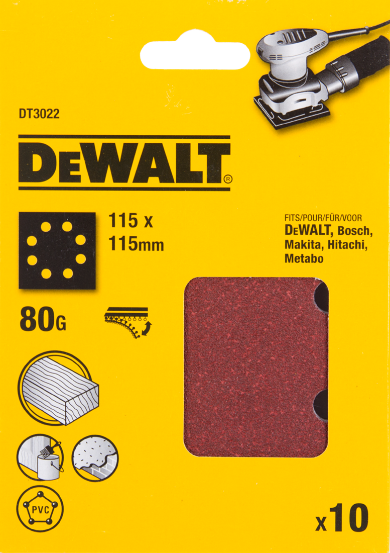 DT3022 P80 Schuurpapier 1/4 Velcro VE=10