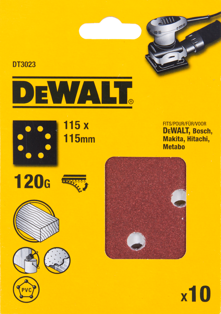 DT3023 P120 Schleifpapier 1/4 Klettverschluss VE=10