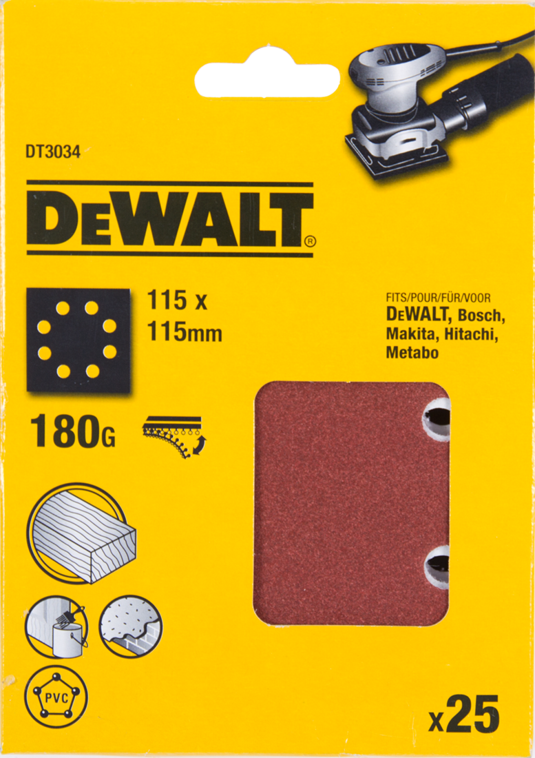 DT3034 P180 Schuurpapier 1/4 Velcro VE=25