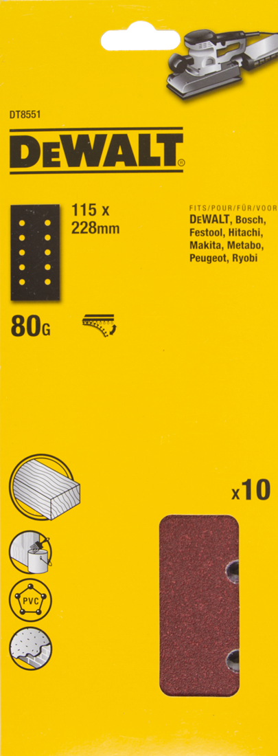 DT8551 P80 Schuurpapier 1/2 115x228mm VE=10