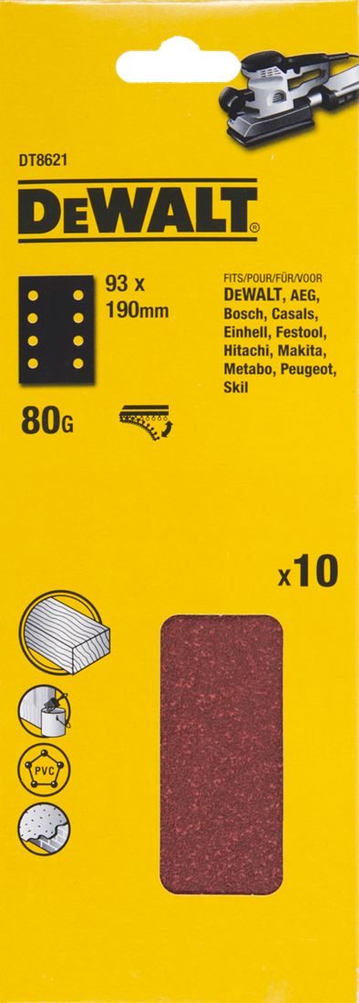 DT8621 P80 Schuurpapier 93x190mm VE=10