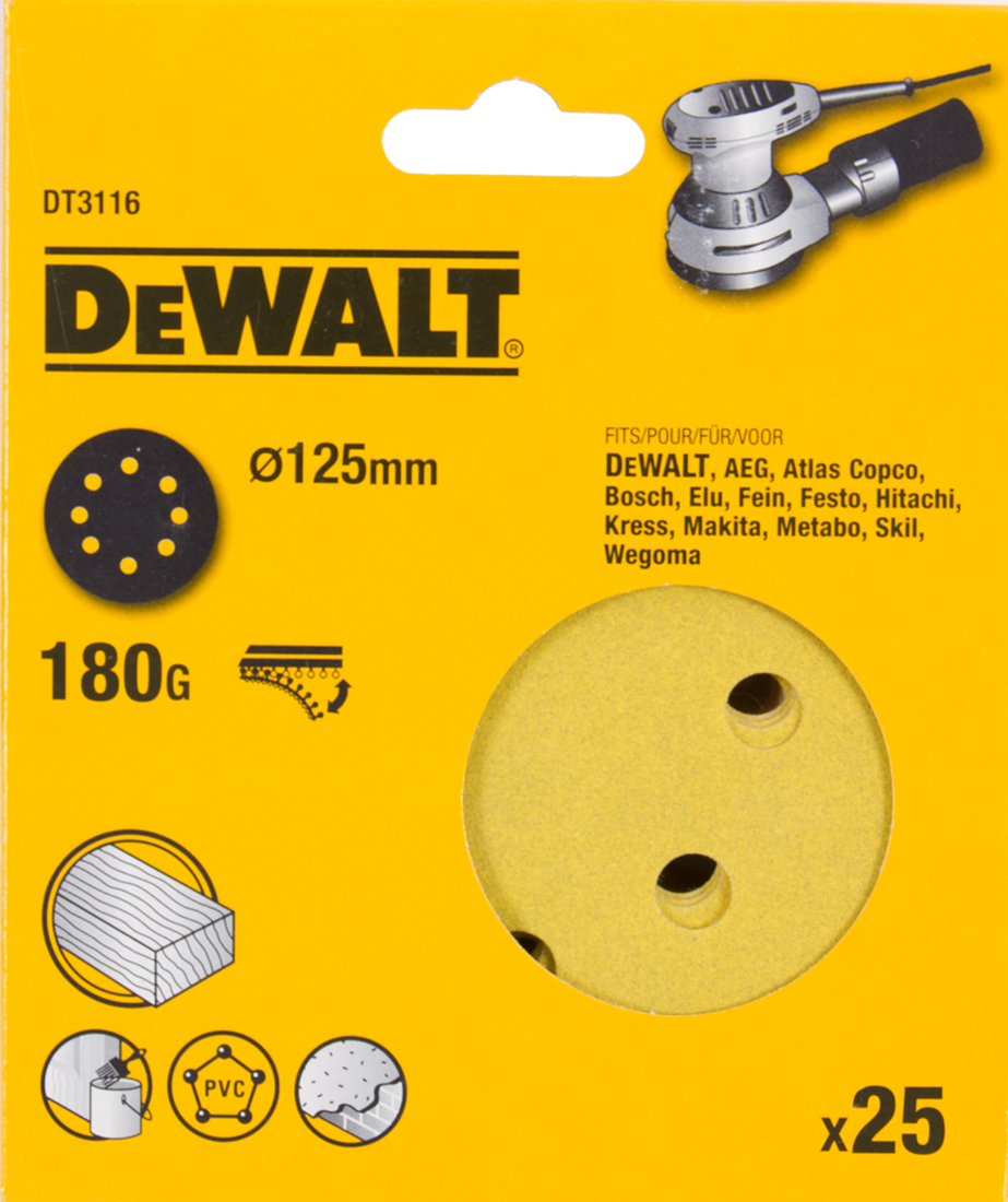 DT3116 P180 Schleifteller 125mm VE=25