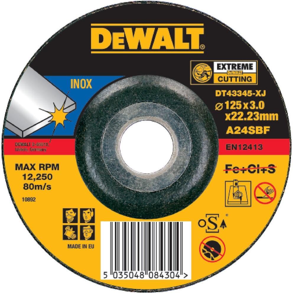 DT43345 Doorslijpschijven EXTREME verzonken centrum, inox 125 millimeter DEW-DT43345-XJ