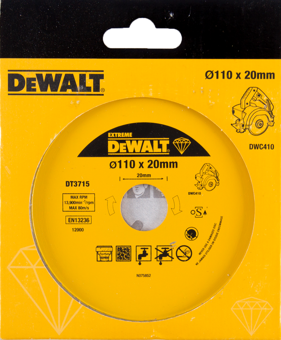 DT3715 Diamantzaagblad voor TEGELZAAGMACHINE VOOR NAT & DROOG GEBRUIK 110 millimeter DEW-DT3715-QZ