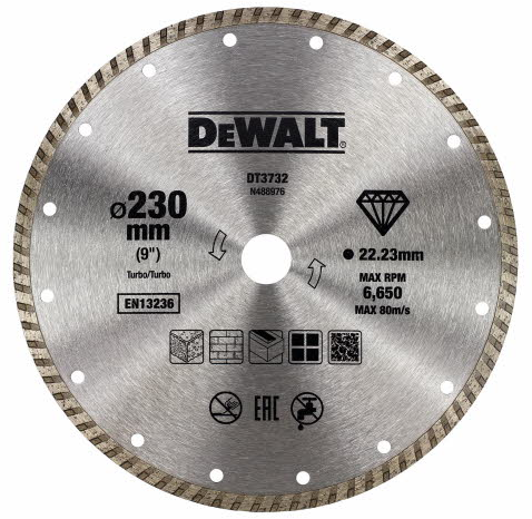 DT3732 Diamantzaagblad 230x22.2mm. Turbo