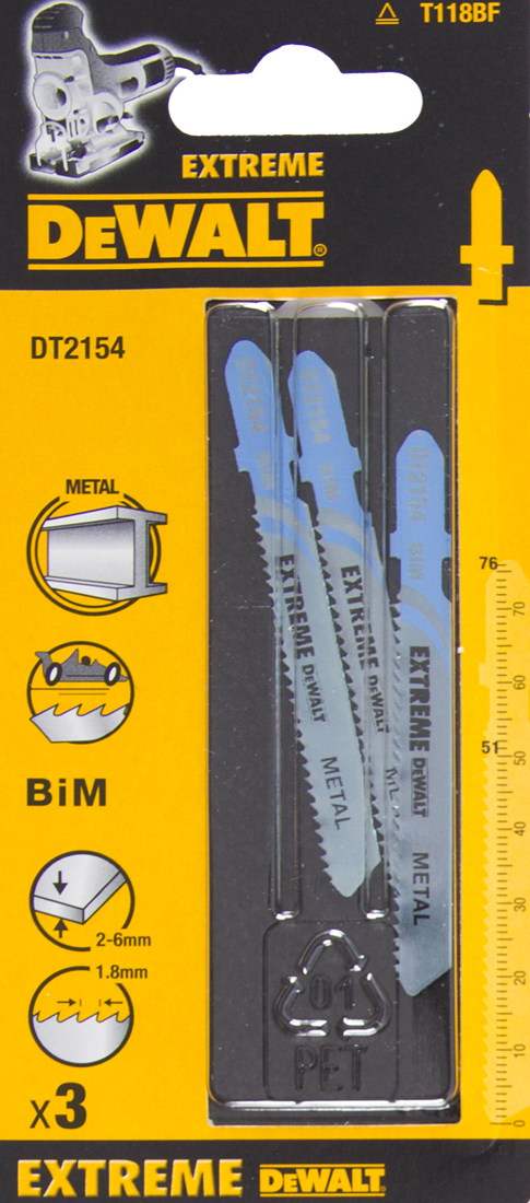 DT2154 Decoupeerzaagblad T118BF Bim-Cobalt VE=3
