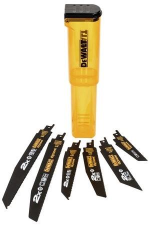 DT2440L 6-piece set of reciprocating saw blades in a sturdy storage case