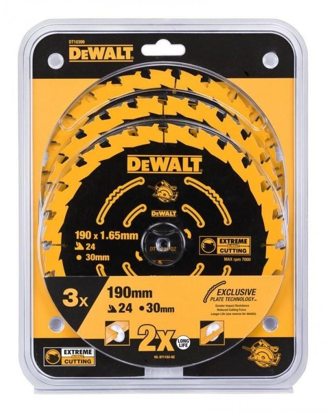 DT10399 Construction saw blade set 190x30mm 24T 3 pcs